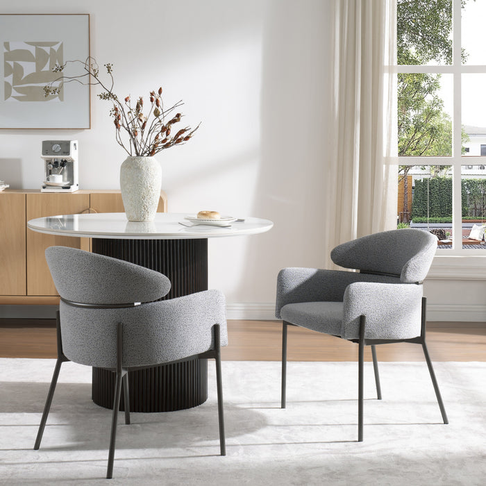 Fanny Modern Dining Chairs Set Of 2 With Upholstered Fabric Seating And Metal Frame,grey