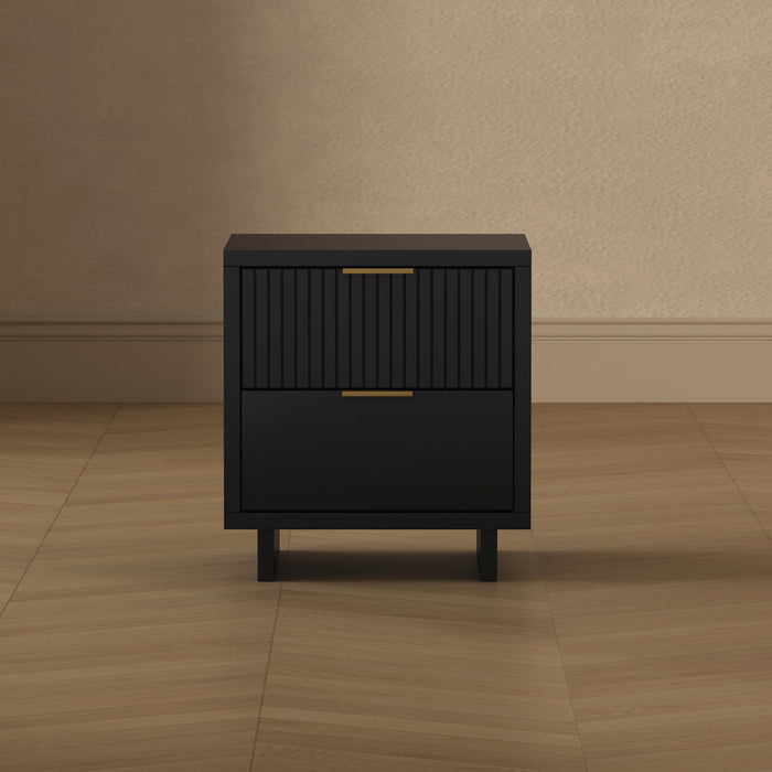 Elara Contemporary 18\" Solid Wood Nightstand in Black (2-Drawer)