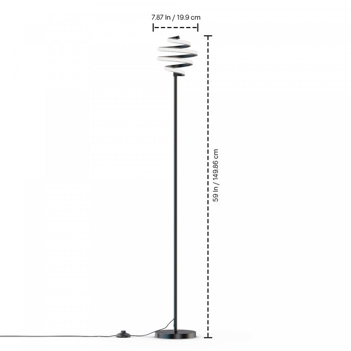 59\" Matte Black Spiral LED Floor Lamp