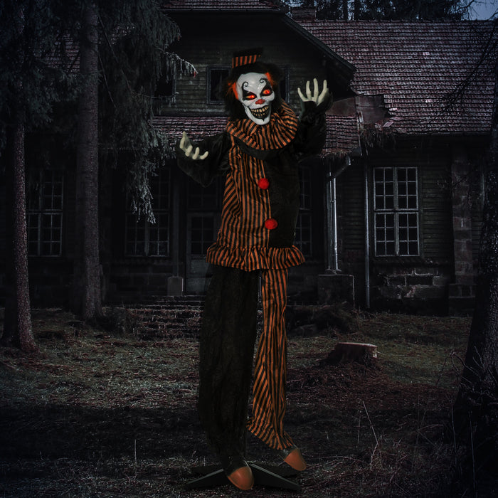 Outsunny Clown Animatronic Prop W/ Light Up Eyes, For Party