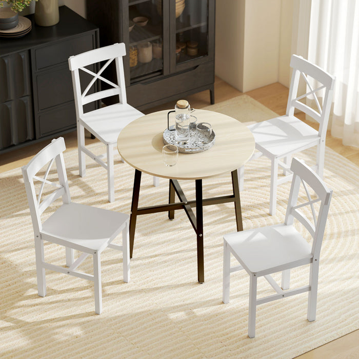 HOMCOM Farmhouse Wood Dining Chairs Set of 4 with Cross Back, White