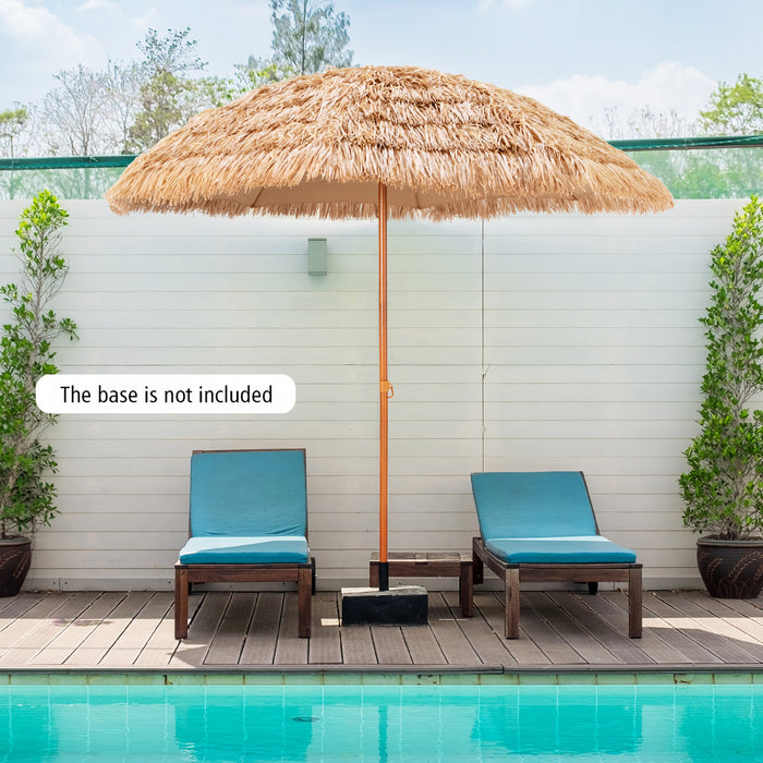Costway 8 FT Patio Thatched Tiki Umbrella 8 Ribs Portable Hawaiian Hula Beach