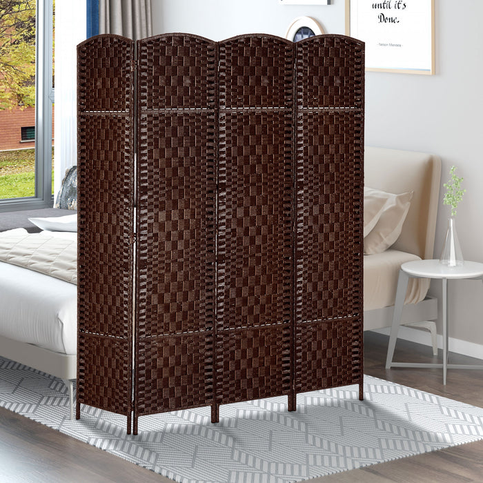 Homcom Double Hinged Woven Wicker Room Divider And Privacy Screens