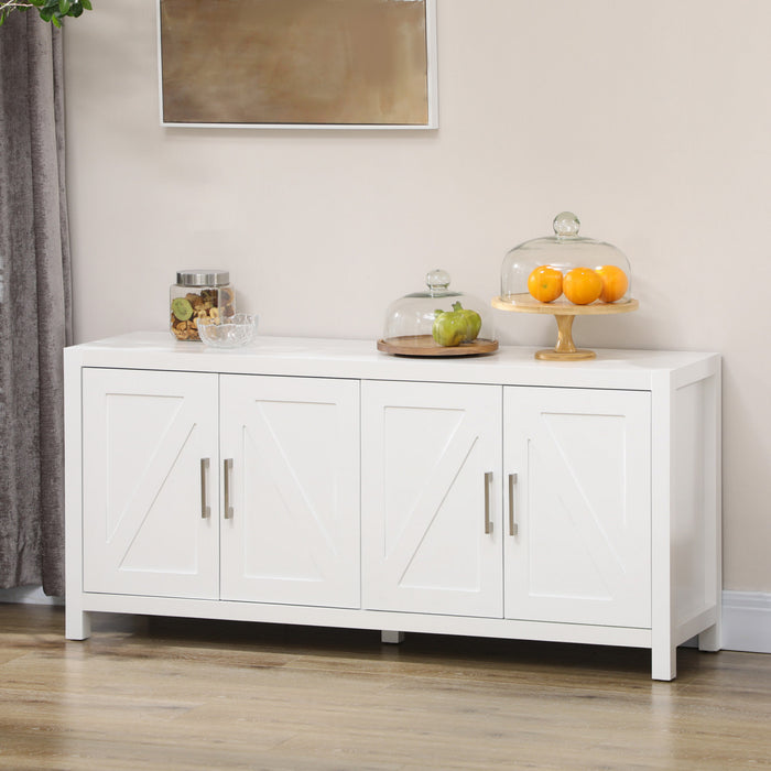 HOMCOM Farmhouse Kitchen Sideboard TV Cabinet Stand for TVs up to 65\" White