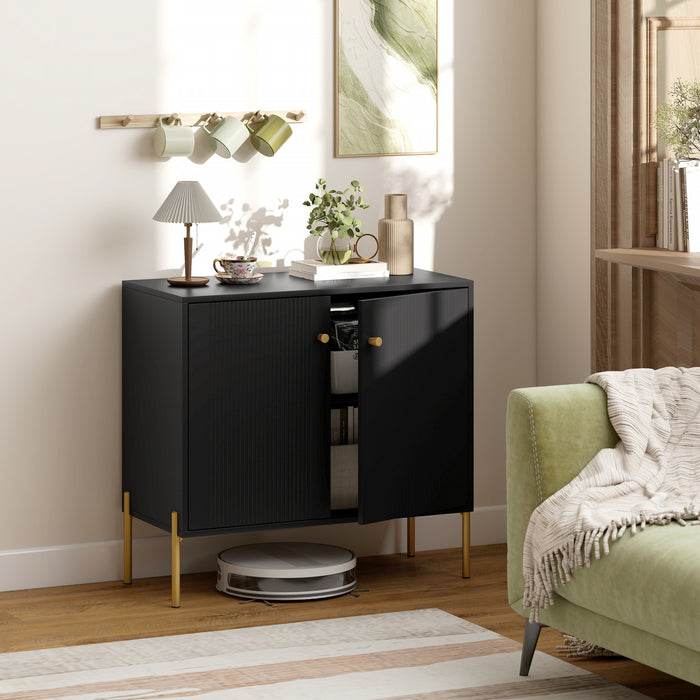 HOMCOM Sideboard with Fluted Doors, 32\" Modern Buffet Cabinet, Black