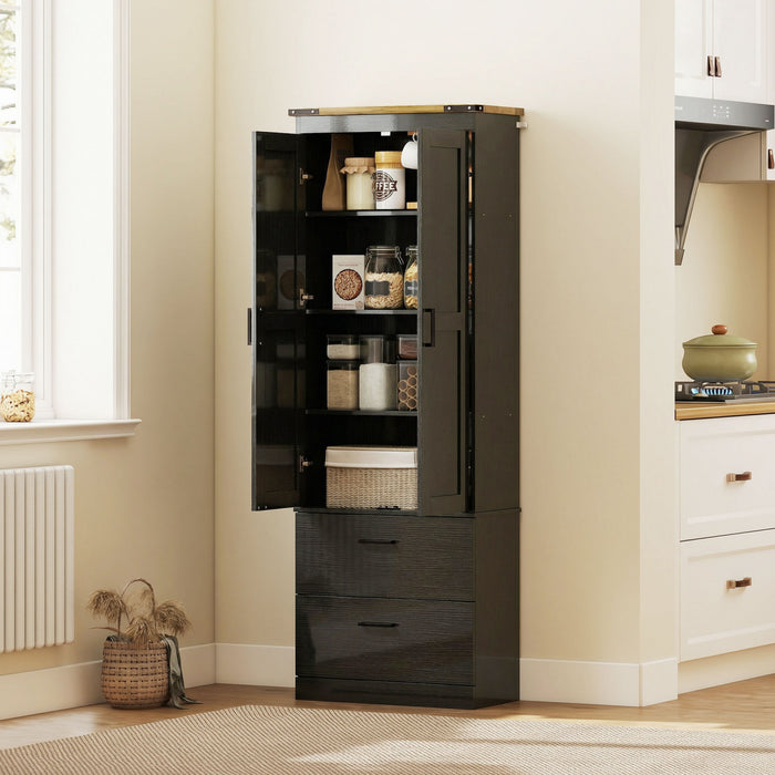 HOMCOM 67\" Tall Kitchen Pantry Cabinet with Adjustable Shelves, Black