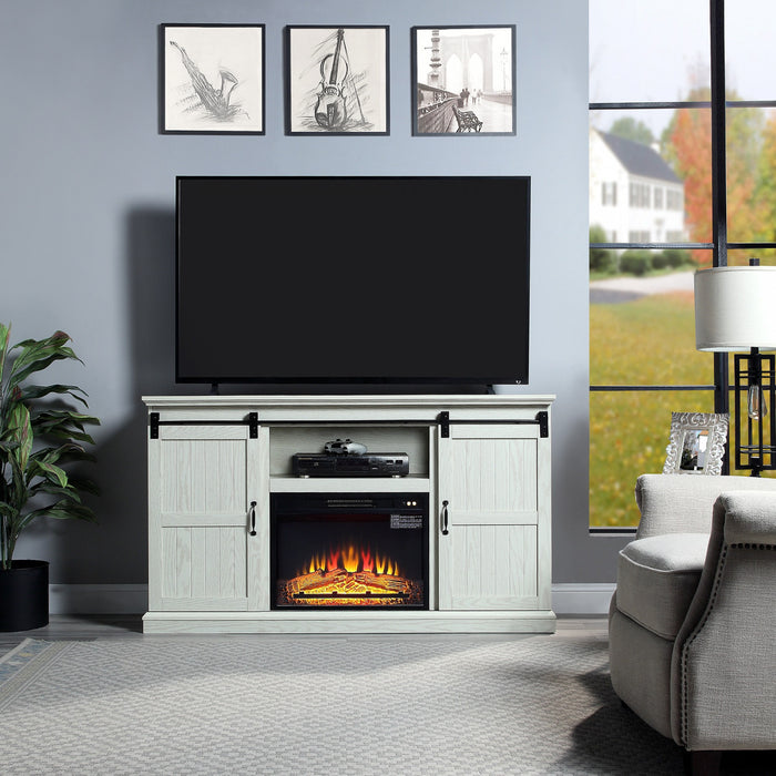 Myrtle Modern Farmhouse 2-Piece Electric Fireplace in Black and Cream Oak