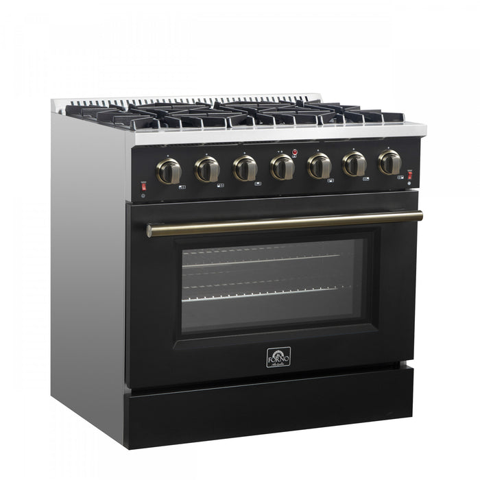 Forno Galiano 36-inch Gas Range in Black, 5.36 cu.ft. - FFSGS6244-36WHT
