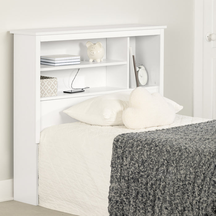 Vito Bookcase Headboard With Storage - Pure White 