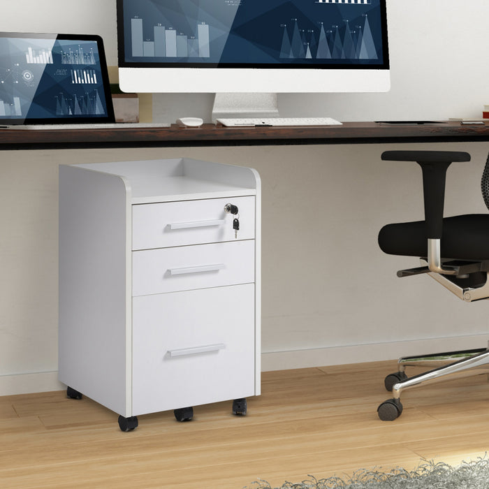 Homcom File Cabinet With 3 Lockable Drawers
