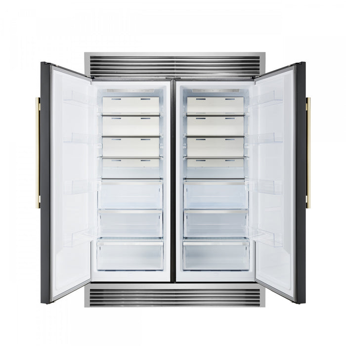 Forno Maderno 60 Inch Convertible Refrigerator/Freezer in Black, Trim Grill, 27.2 cu.ft - FFFFD1722-60SG-BLK