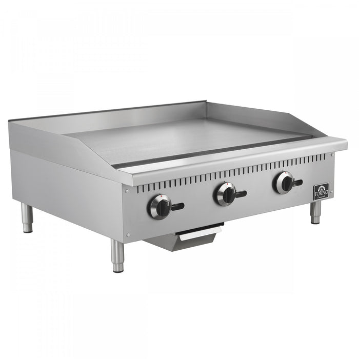 FORNO Commerciale 36 Inch Gas Griddle, 3 Burners, 90,000 BTUs, Stainless Steel - FCMGG0055-36
