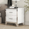 Sophia High Gloss Nightstand with 2 Drawers and Metal Handles,White | Sophia table de chevet laquee brillante avec 2 tiroirs et poignees en metal, blanc