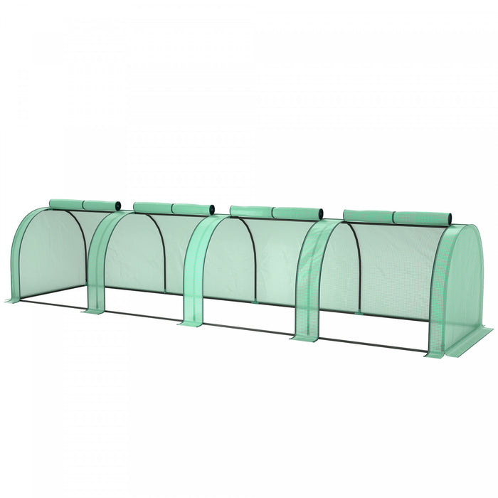 Outsunny Mini Tunnel Greenhouse With Pe Cover Garden Green Grow Shed, Green