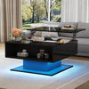Ethan Coffee Table with Lift-Top and LED Lights,Black | Ethan table basse relevable avec eclairage LED, noir