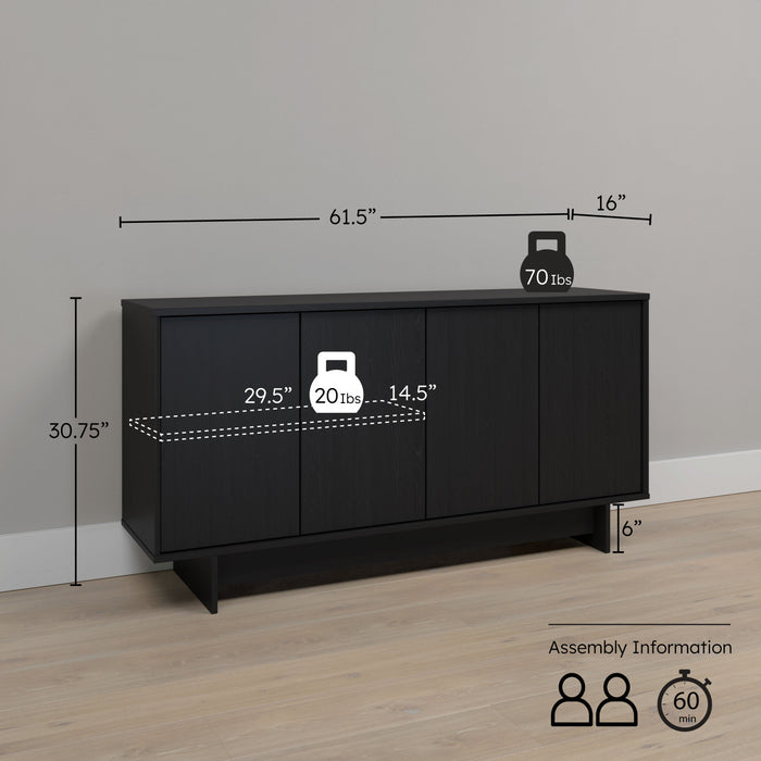 Prepac Finnley Buffet Sideboard - Black Oak