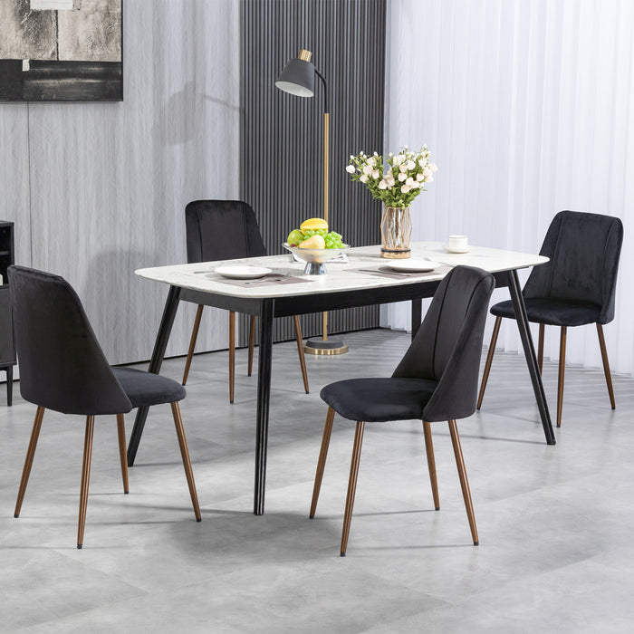 HOMCOM Dining Chairs Set of 4, Velvet Accent Chair, Black