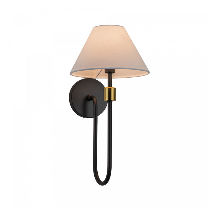 Providence 1 Light Wall Sconce, Black, Brushed Brass