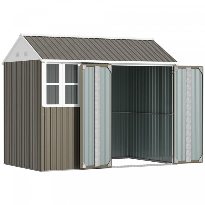Outsunny 8.5' X 5.5' Metal Garden Storage Shed With Lockable Door Grey