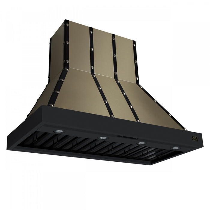 Forno Ambassador 48\" Range Hood, Black, 304 CFM, 3 speeds, Remote Control - FRHWM5099-48CPBLK