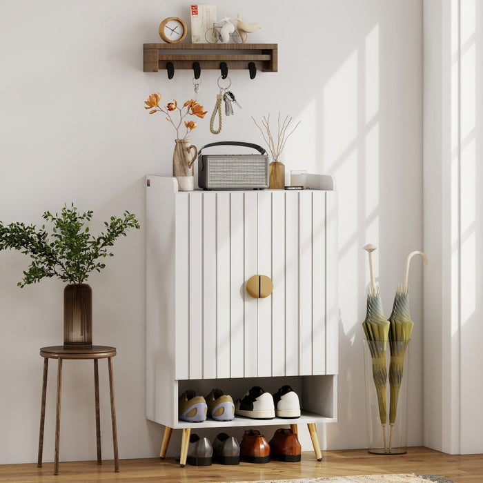 HOMCOM Narrow Shoe Cabinet for Entryway Shoe Storage Cabinet with Storage