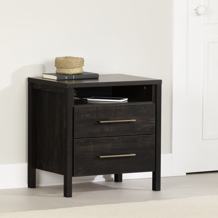 Gravity 2-drawer Nightstand - Rubbed Black 