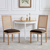 Oliver Solid Wood Rubberwood Dining Chair Set of 2 with Upholstered Seat Cane Backrest and Fluted Legs,Brown | Oliver lot de 2 chaises de salle a manger en bois massif (hevea) avec assise rembourree, dossier en cannage et pieds canneles, marron