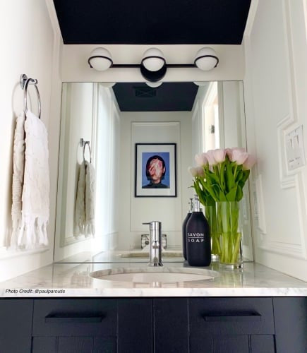 Dainolite Sofia 3 Light Vanity Light Matte Black Finish White Glass Lamp