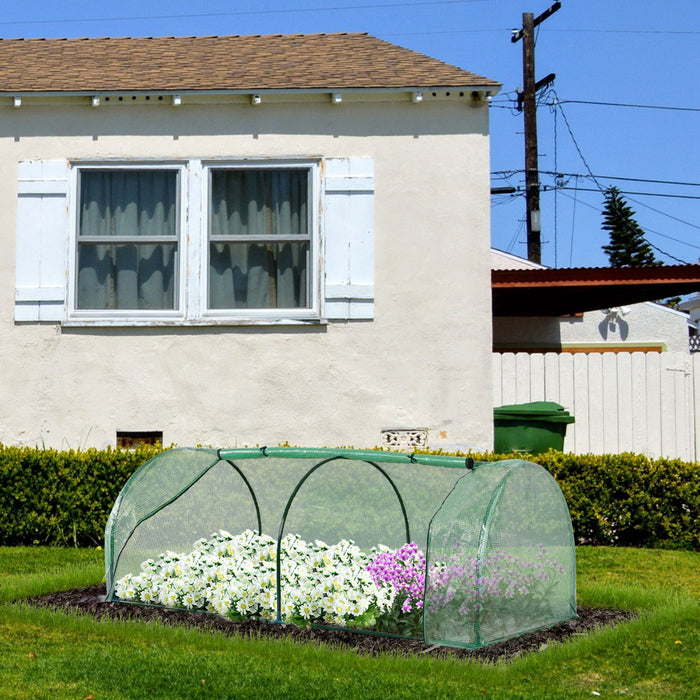 Outsunny 79\" X 39\" X 32\" Mini Greenhouse, Portable Hot House For Plants With Zippered Doors For Outdoor, Indoor, Garden, Green