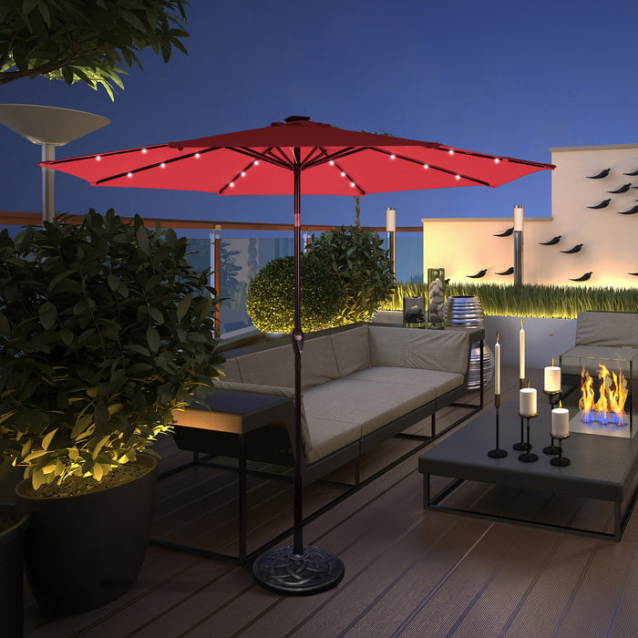 Costway 10' Solar LED Lighted Patio Market Umbrella Tilt Adjustment Crank