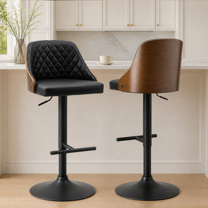 HOMCOM Adjustable Bar Stools Set of 2, Swivel Counter Height Barstools