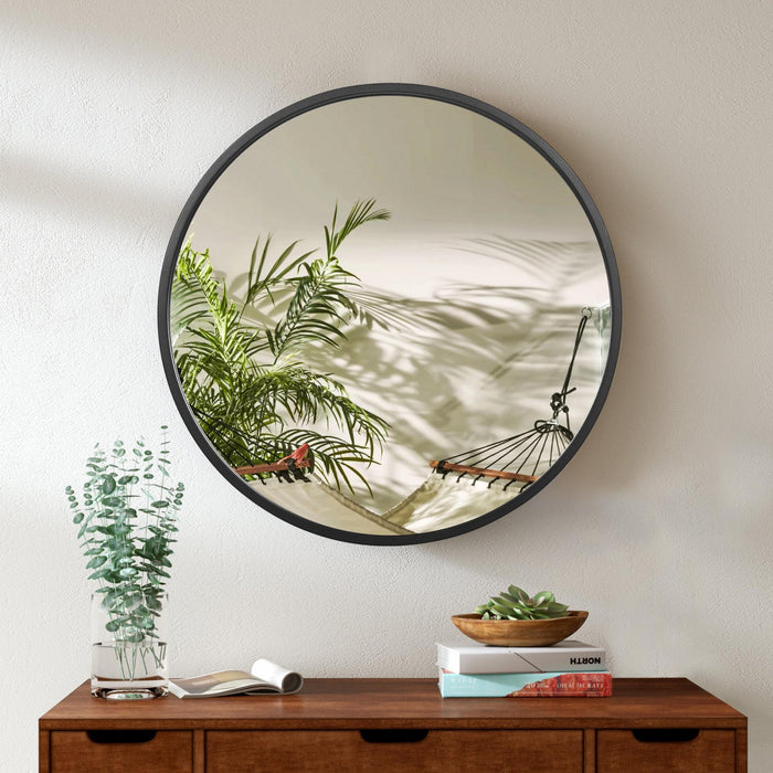 Arcus 24\" X 24\" Hand Crafted Round Mirror - Black