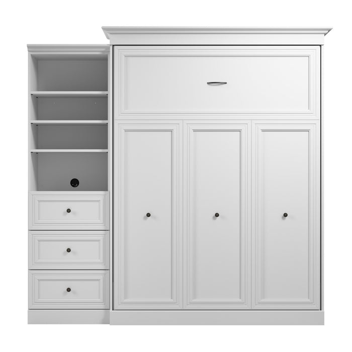 Bestar Versatile Queen Murphy Bed and Closet Organizer with Drawers (92 W) - White