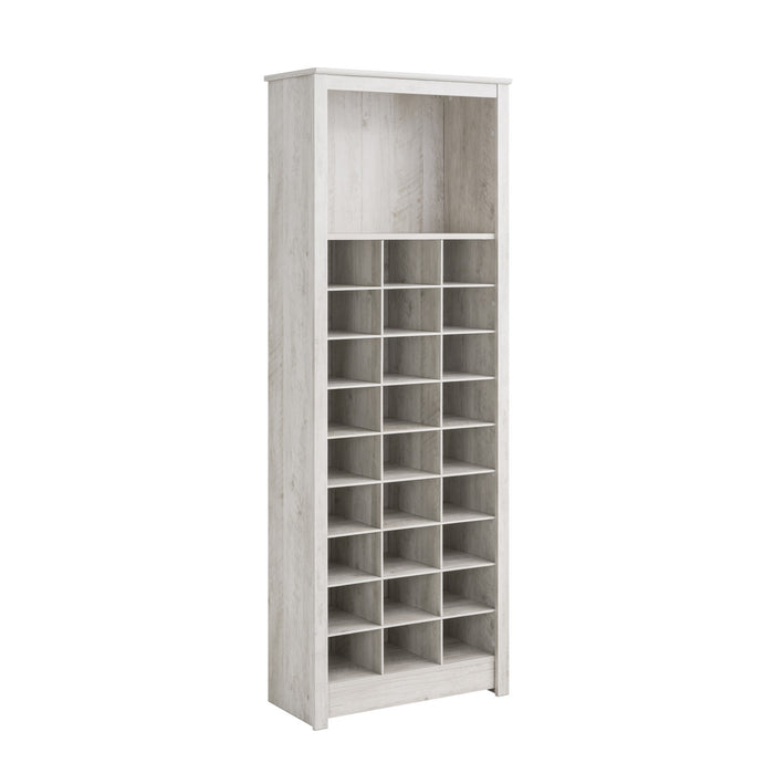 Rustic Ridge Farmhouse Shoe Storage Cabinet - Washed White