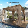 Outsunny 10' x 10' Universal Gazebo Curtains, 4 Panels, Khaki