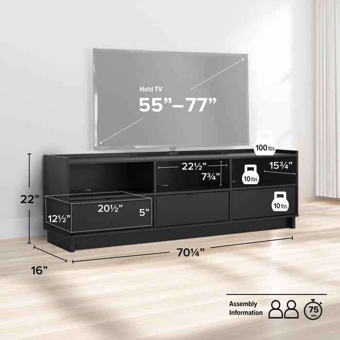 Prepac Simply Modern 70\" TV Stand - Black