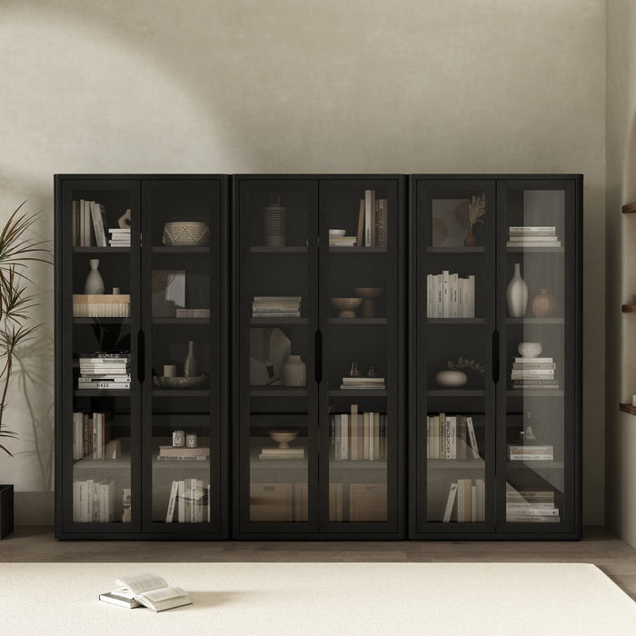Rivington Modern 38\" Bookcase Cabinet in Black - Set of 3