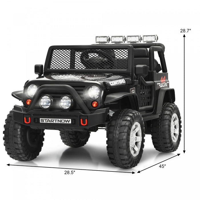 Costway 12v Kids Ride On Truck Remote Control Electric Car W/lights&music Black