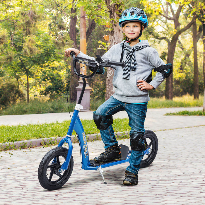 Homcom Kids Scooter Street Bike Bicycle For Teens Ride On Toy W/ 12'' Tire For 5-12 Year Old Blue