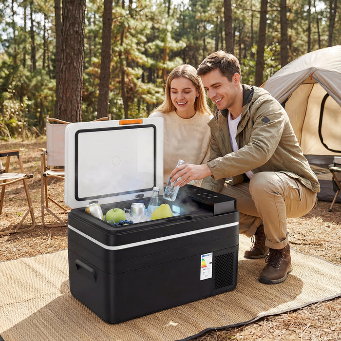 Outsunny 12 Volt Car Refrigerator, 32QT Car Fridge with App Control, 12/24V DC and 100-240V AC, -4℉-68℉, Portable Electric Freezer Compressor Cooler for Truck SUV Travel Camping