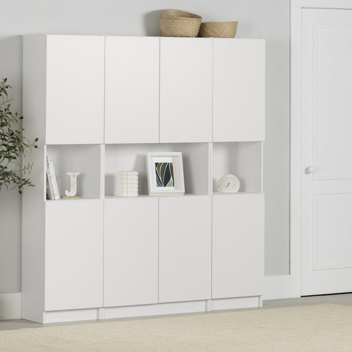 Liora Set Of Bookcase And 2 2-door Narrow Bookcases - Pure White 