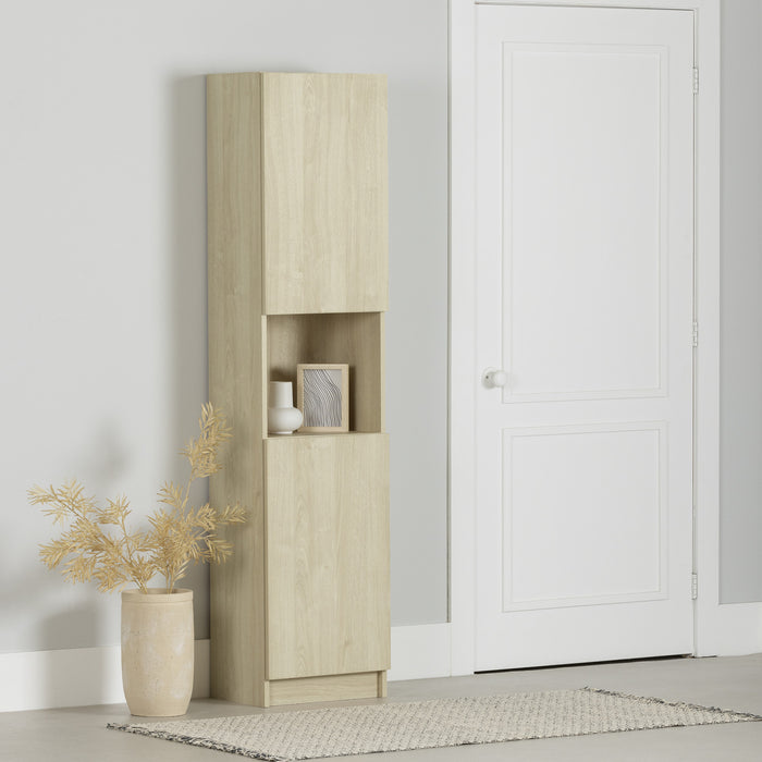 Liora 2-door Narrow Bookcase - Bleached Oak 