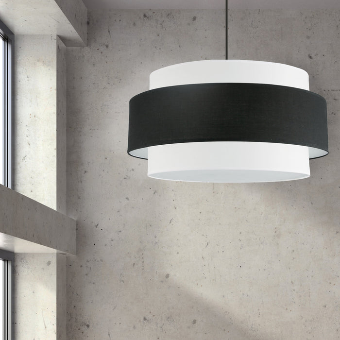 Dainolite Priya 4 Light Chandelier Large Matte Black Black/White Shade Lamp