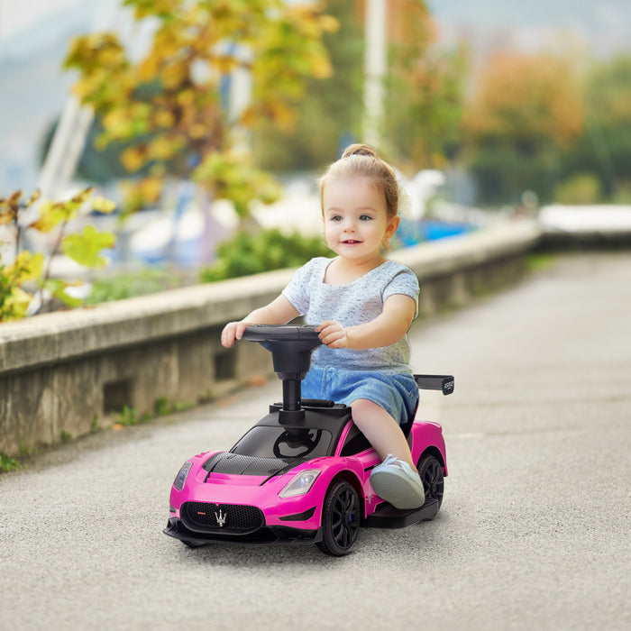 Qaba Maserati Gt2 Licensed 6v Baby Car, Battery Powered Ride-On Toy For Toddlers, Electric Car For Kids With Under Seat Storage, Led Headlights Music Mp3, For 18-60 Months, Pink