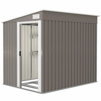 Outsunny 5 X 7ft Lean To Outdoor Storage Shed W/ Foundation, Light Grey