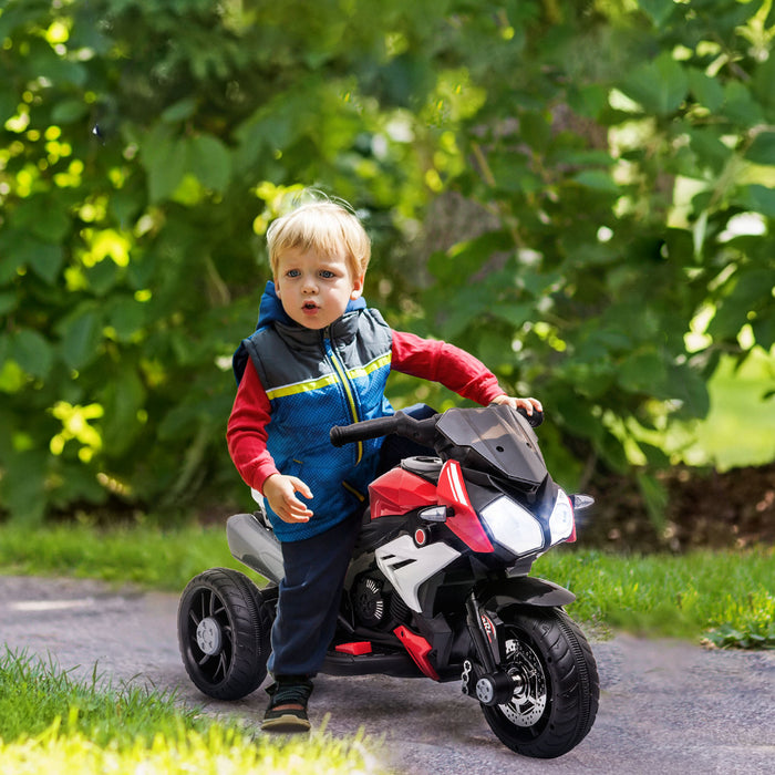 Qaba Kids Motorcycle, 6v Battery Powered Ride On Motorcycle With Music, Horn, Headlights, 3 Wheels Electric Bike For Kids, Gift For Boys & Girls, Red
