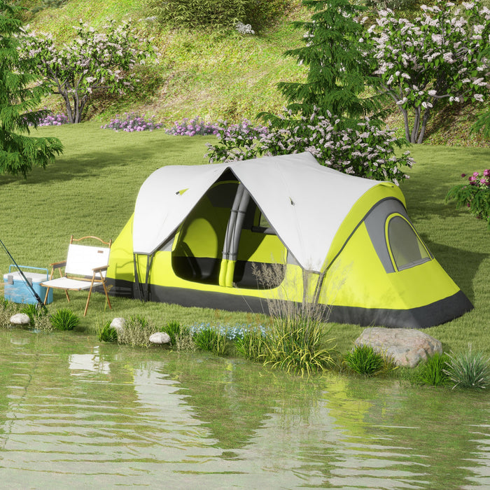 Outsunny Camping Tent, 6-8 Person Tent With 2 Bedroom & Waterproof Rainfly
