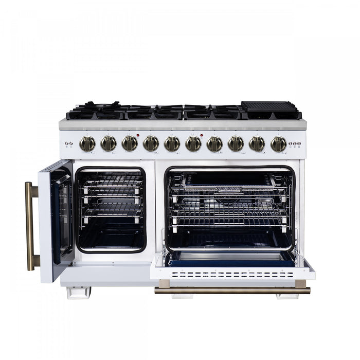 Forno Capriasca 48\" White Gas Range 6.58 cu.ft -FFSGS6460-48WHT