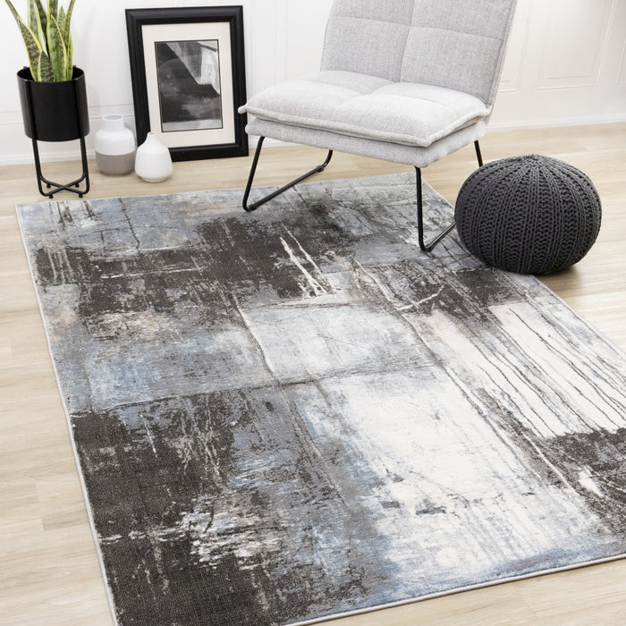 Hadley Grey Taupe Blue Distressed Design Rug, 7'10\" x 10'6\" Indoor Area Rug