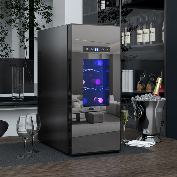 HOMCOM Wine Cooler, 12 Bottles Beverage and Wine Fridge with Glass Door